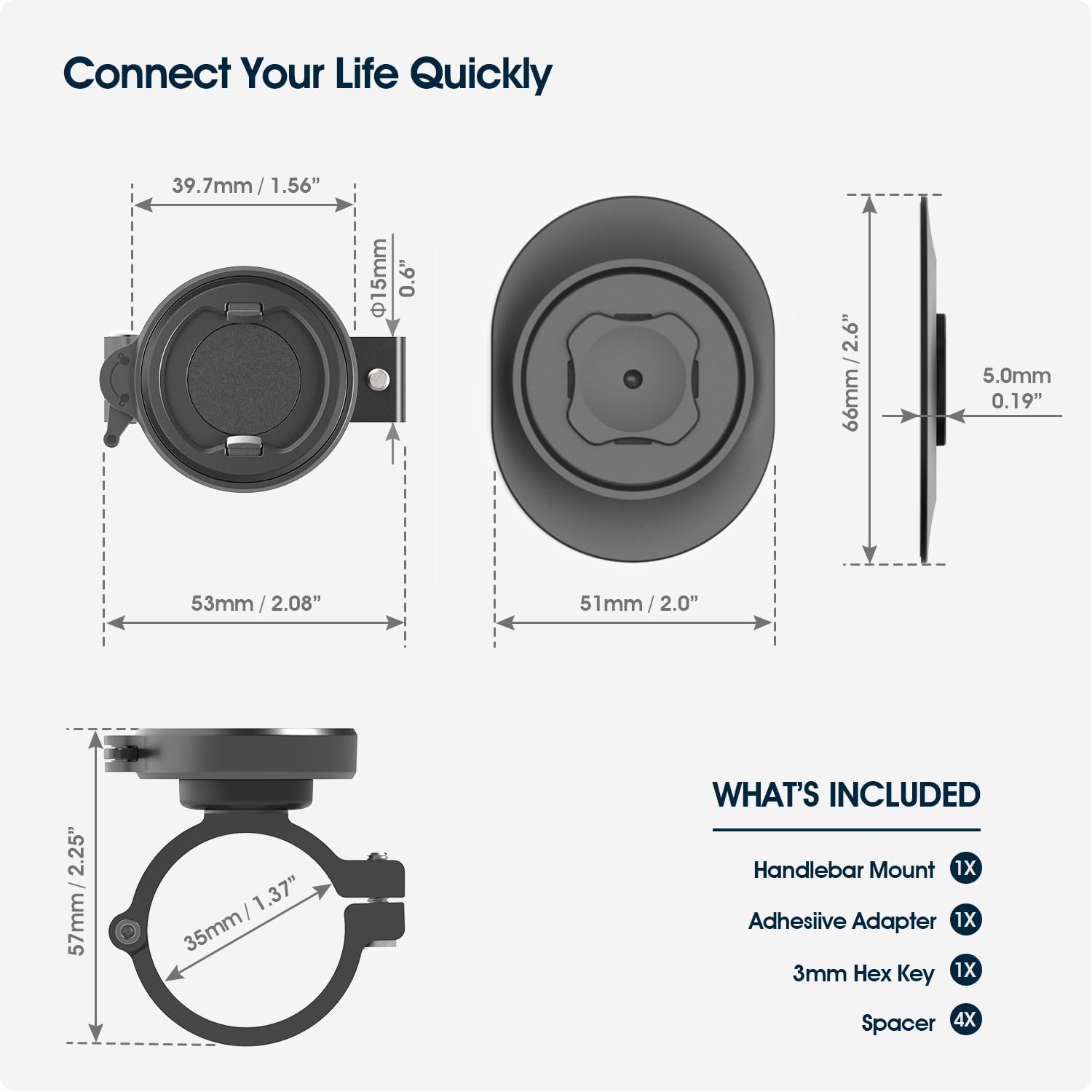 Porta Cellulare Bici - Supporto Telefono Moto/Bicicletta in Alluminio, Stacco Rapido Portacellulare Bici Manubrio, Portatelefono Moto/E-Bike/MTB/Scooter/Gravel per Smartphone 4-7.5"