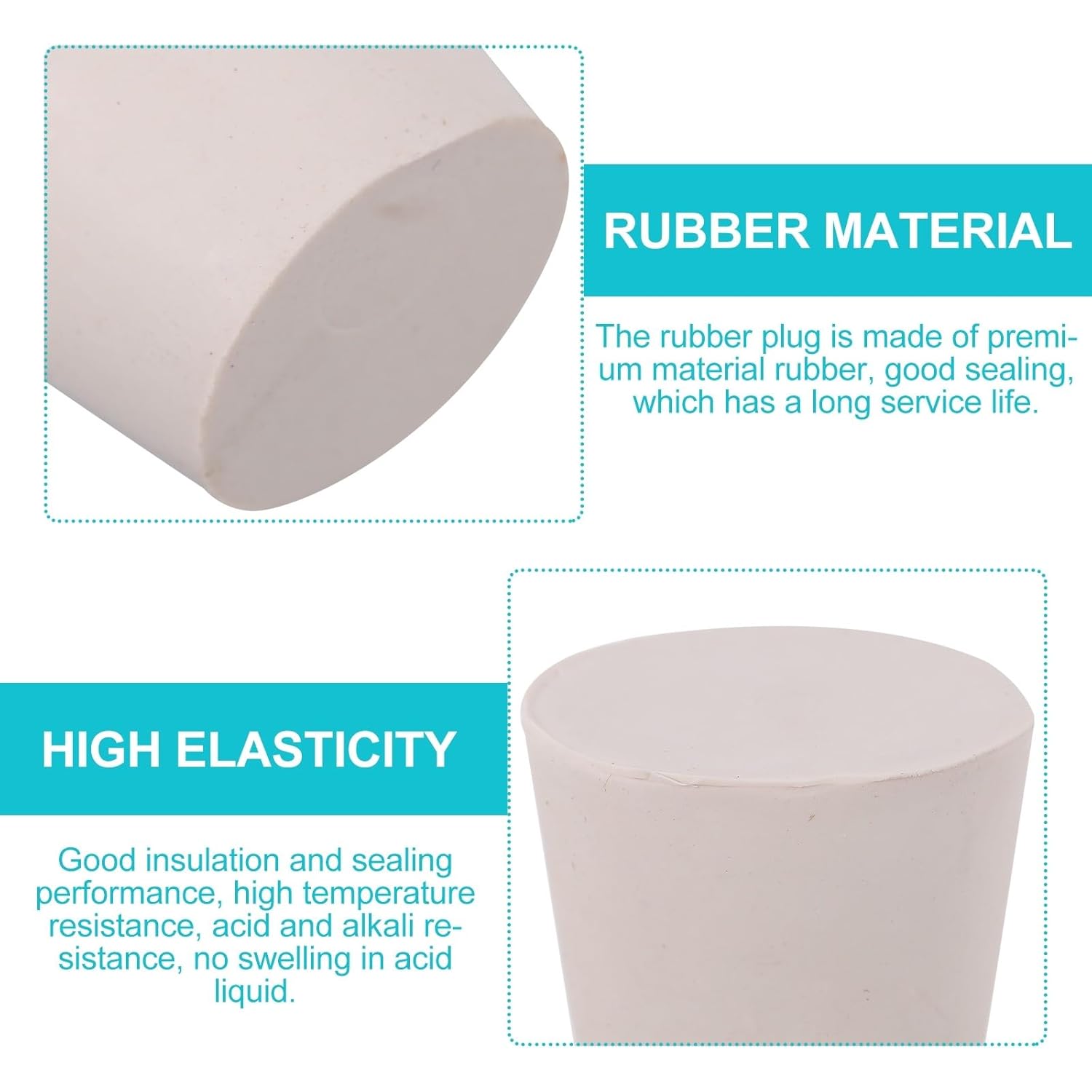 10pcs Solid Rubber Stoppers Tapered Sealing Plugs High Temperature Resistant White Rubber Test Tube Plugs Bungs