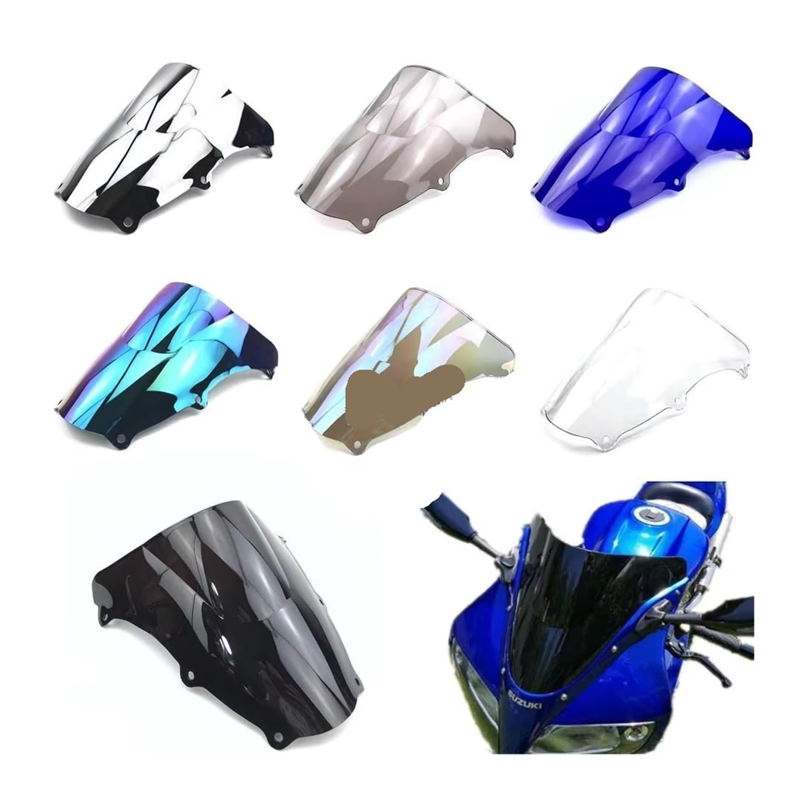 Pantalla Moto para Suzuki SV1000 SV1000S 2003 2004 2005 2006 2007 2008 SV650 SV650S 2003-2012 Parabrisas De Motocicleta(Cromo)
