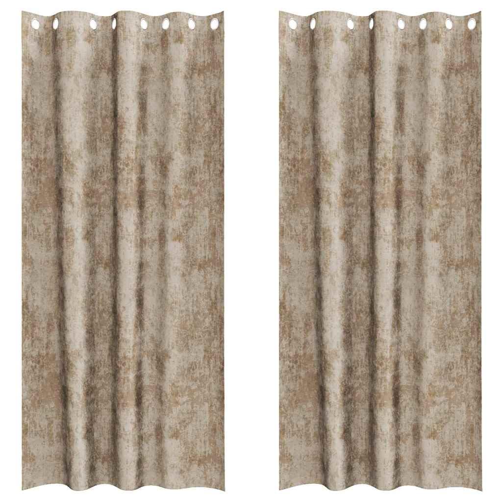 Aksamitne zasłony zestaw 2 sztuk, kolor szampański, 225 x 140 cm, nieprzejrzyste, izolowane termicznie, luksusowy aksamit do sypialni i salonu, łatwa obsługa ręczna, trwałe panele okienne
