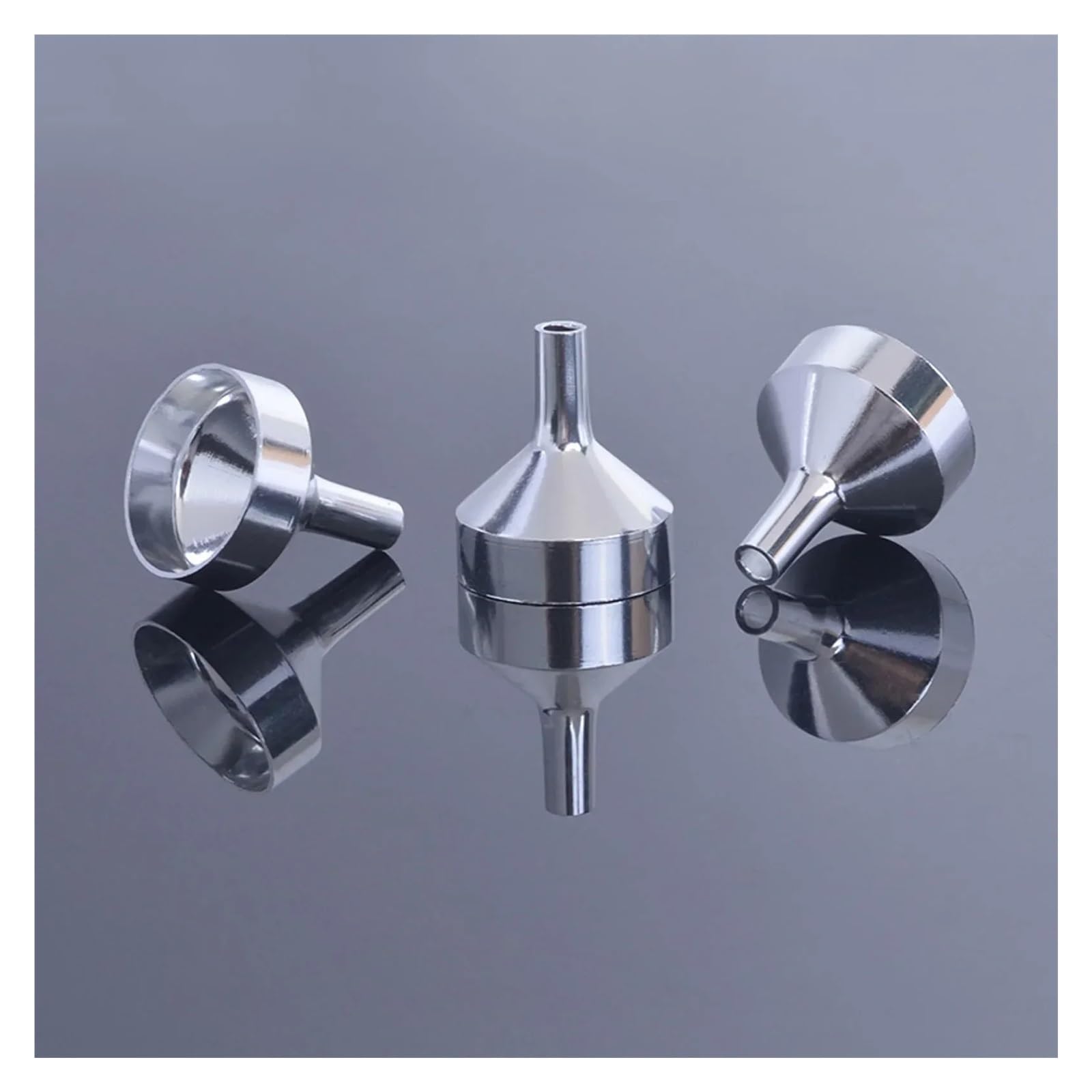 Embudo filtrante de acero inoxidable Mini embudo con filtro desmontable de boca ancha for enlatar utensilios de cocina, 18 x 21 mm, plateado, paquete de 5