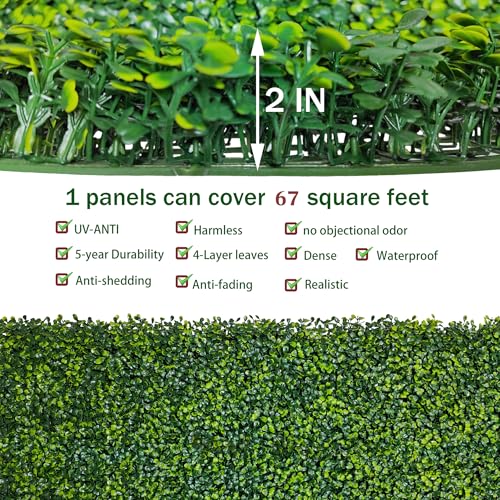 Image of ODTORY Artificial Boxwood Roll Panels, 80X120 in(67 sqft) Yellow Green | UV-Anti Fake Ivy Vine Hedge Covering, Privacy Fence Screen, Faux Greenery Grass Wall Backdrop, Indoor /Outdoor Home Decor