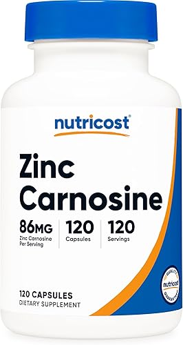 Nutricost Carnosina de zinc 86 mg, 120 cápsulas - Sin OMG, sin gluten, suplemento de L-Carnosina de zinc