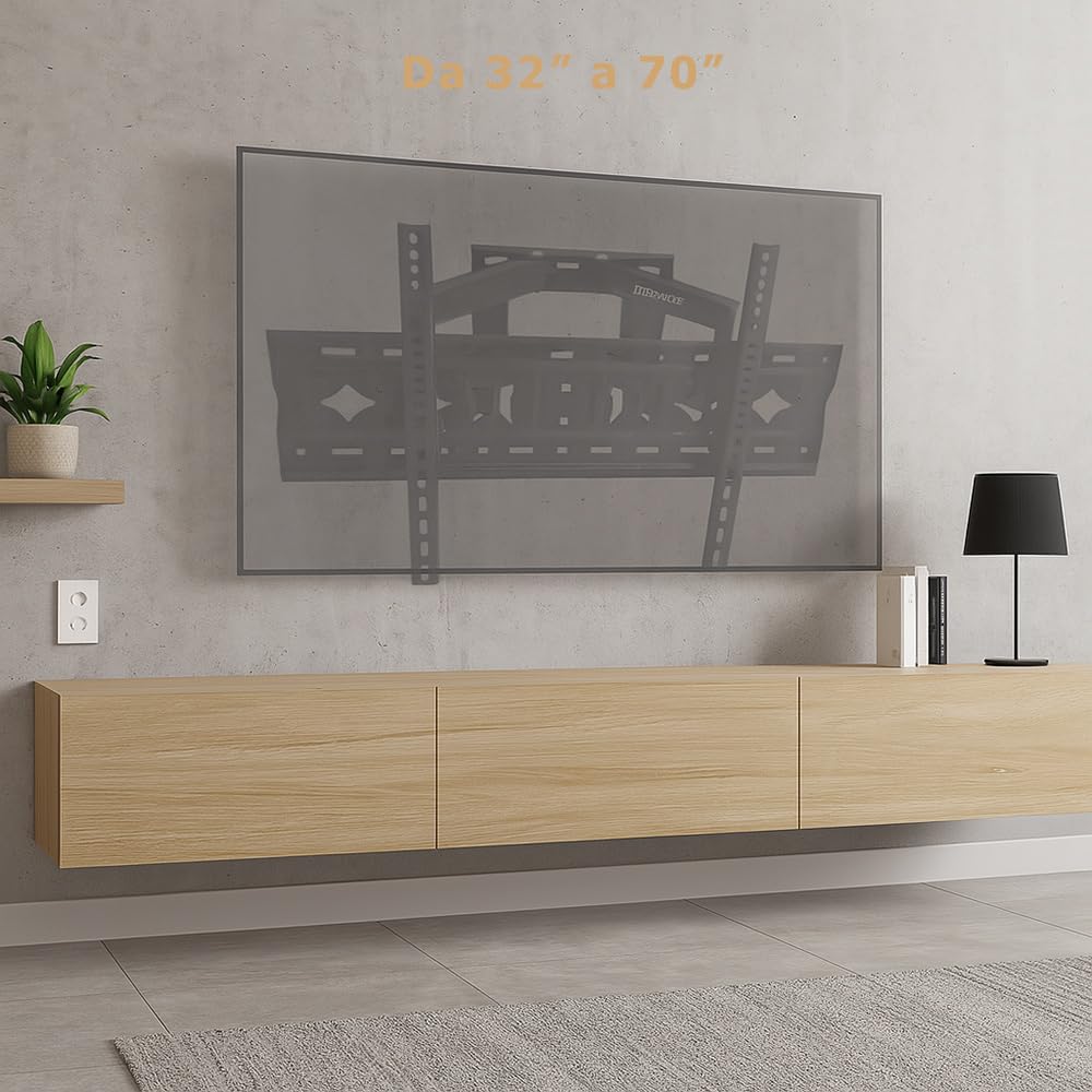 Vetrineinrete® Staffa tv da 32” a 70” pollici supporto inclinabile a muro per televisore plasma lcd schermo attacchi vesa 100x100 600x400 mm