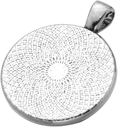 Miniatura 2 de AKOAK 24 bandejas colgantes redondas de plata antigua de 0.984 in1 pulgada de diámetro, en blanco, bisel de camafeo, ajustes de cabujón para foto