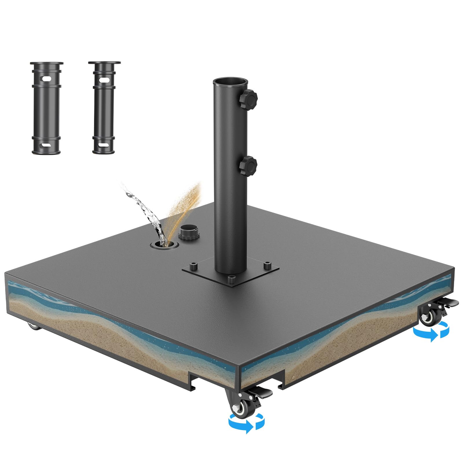 200lb patio umbrella base with wheels Amazon.com : PGGP Metal Umbrella Base with Wheels, ​Max 200lbs Weight  Capacity ​Patio Umbrella Stand, Built in Large Capacity Kettle, Heavy Duty Umbrella  Stand Outdoor Base for Patio, Deck, Poolside and Lawn :