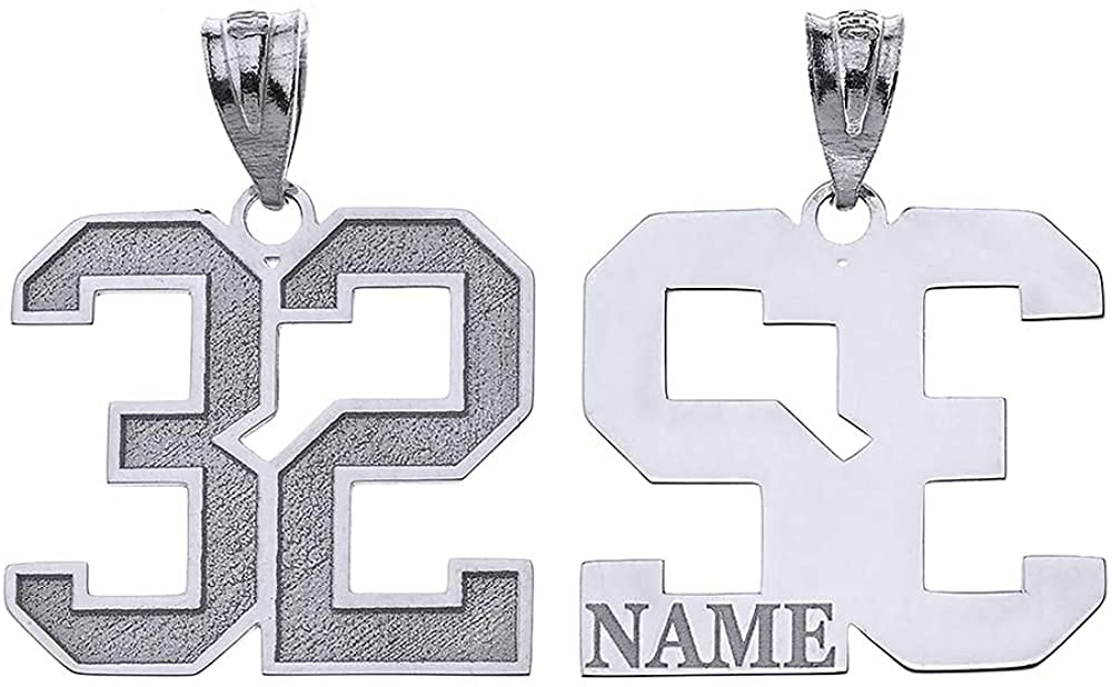 Claddagh Gold .925 Sterling Silver Customizable Sports Jersey Lucky Number and Name Pendant Charm - 93