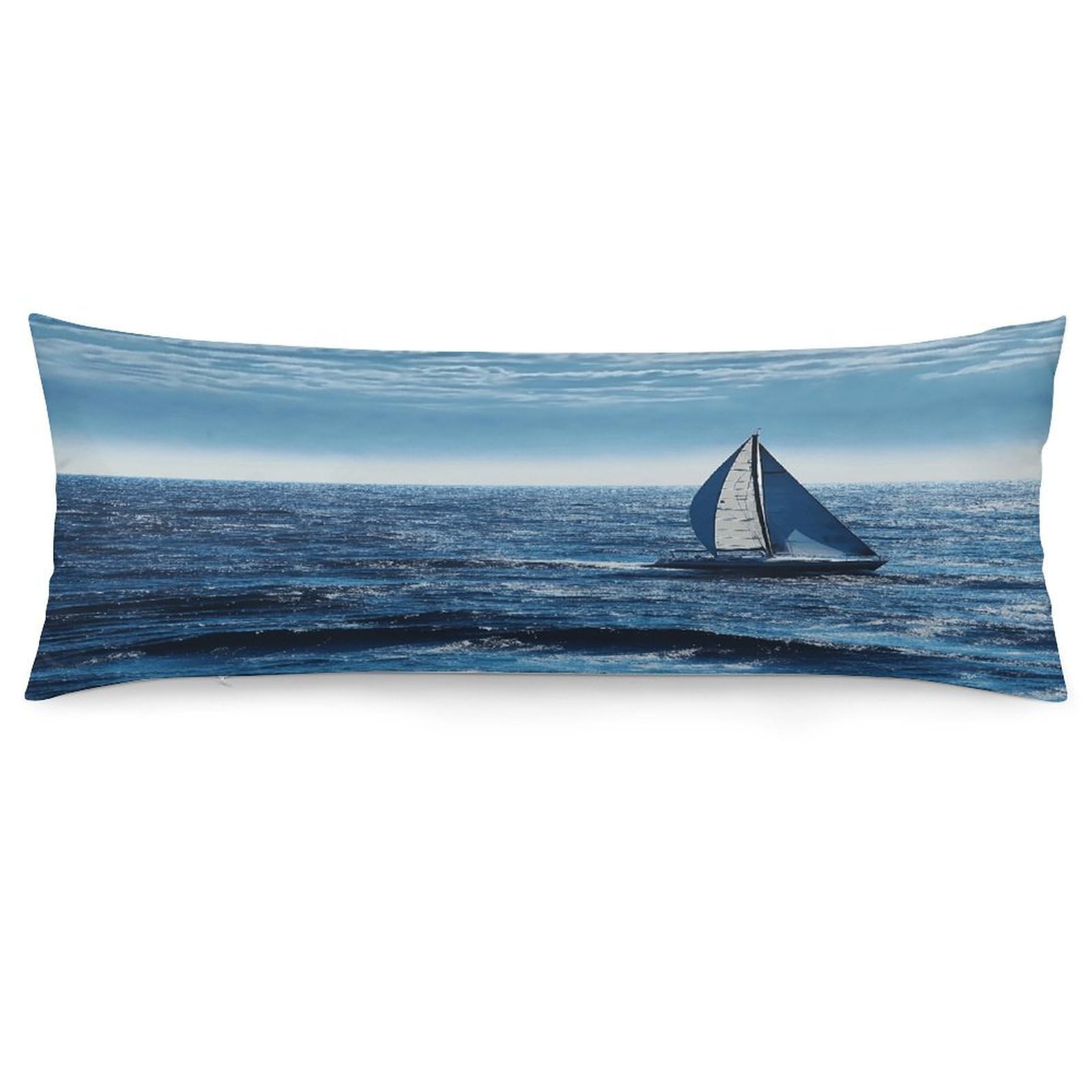Blue Sea Sailboat Throw Pillow Cover Soft Pillow Case Decorative Lumbar Pillow Cover Cozy Throw Pillowcase Polyester Rectangular Cushion Case Decor for Couch Sofa Bed