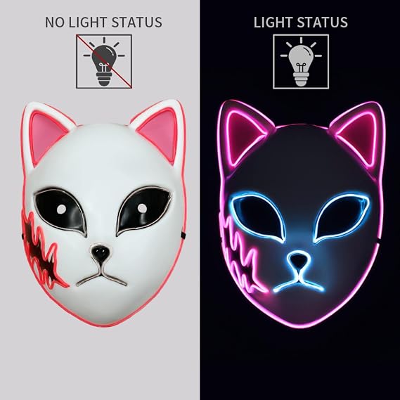 AllForYou Anime Demon Slayer Tanjirou Mask Sabito Mascarilla Anime Masks Makomo Cosplay Masques Halloween Costume Mascaras LED Mask