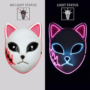 AllForYou Anime Demon Slayer Tanjirou Mask Sabito Mascarilla Anime Masks Makomo Cosplay Masques Halloween Costume Mascaras LED Mask