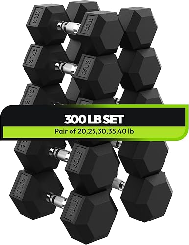 Miniatura 28 de Hex Dumbbell 45-480 lb Set, Rubber Encased Exercise & Fitness Dumbbells for Home Gym, Hand Weights for Strength Training