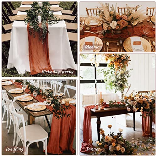 12 Pack Cheesecloth Table Runner 35x72 Inch Boho Gauze Table Runner Rustic Cheese Cloth Long Romantic Table Runners for Wedding Bridal Shower Birthday Party Table Decor (Terracotta) by Fivenl - Used condition - Image 6