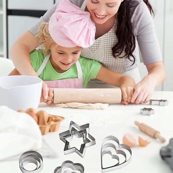 Armo® 12 Pieces Stainless Steel Cookie Cutters Shapes Biscuit Baking Molds Heart, Flower, Star Shaped Baking Small Cookie Cutters
