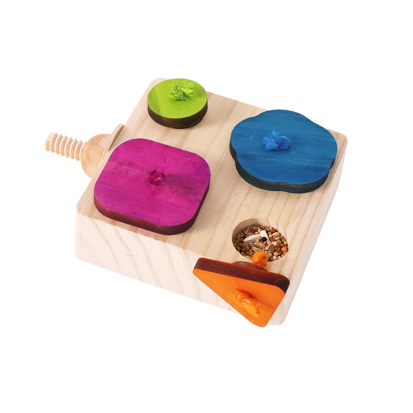 YOOSO WING Birdie Puzzle Feeder - Interactive Foraging Toy for Parrots, Parakeets, Cockatiels, Conures | Mental Enrichment & Stimulation Game to Prevent Boredom (Colorful)