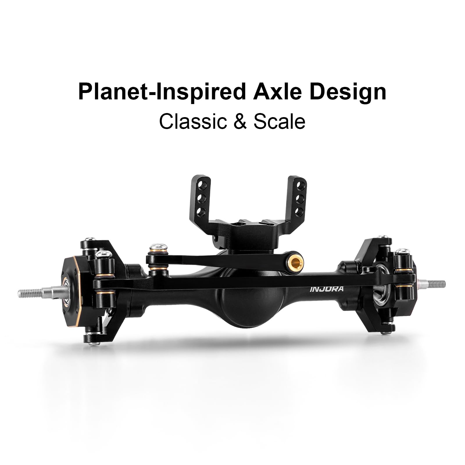 INJORA +4mm Planet Axles with Brass Steering Knuckles for 1/18 TRX4M Upgrade, Black, 122mm - Image 2