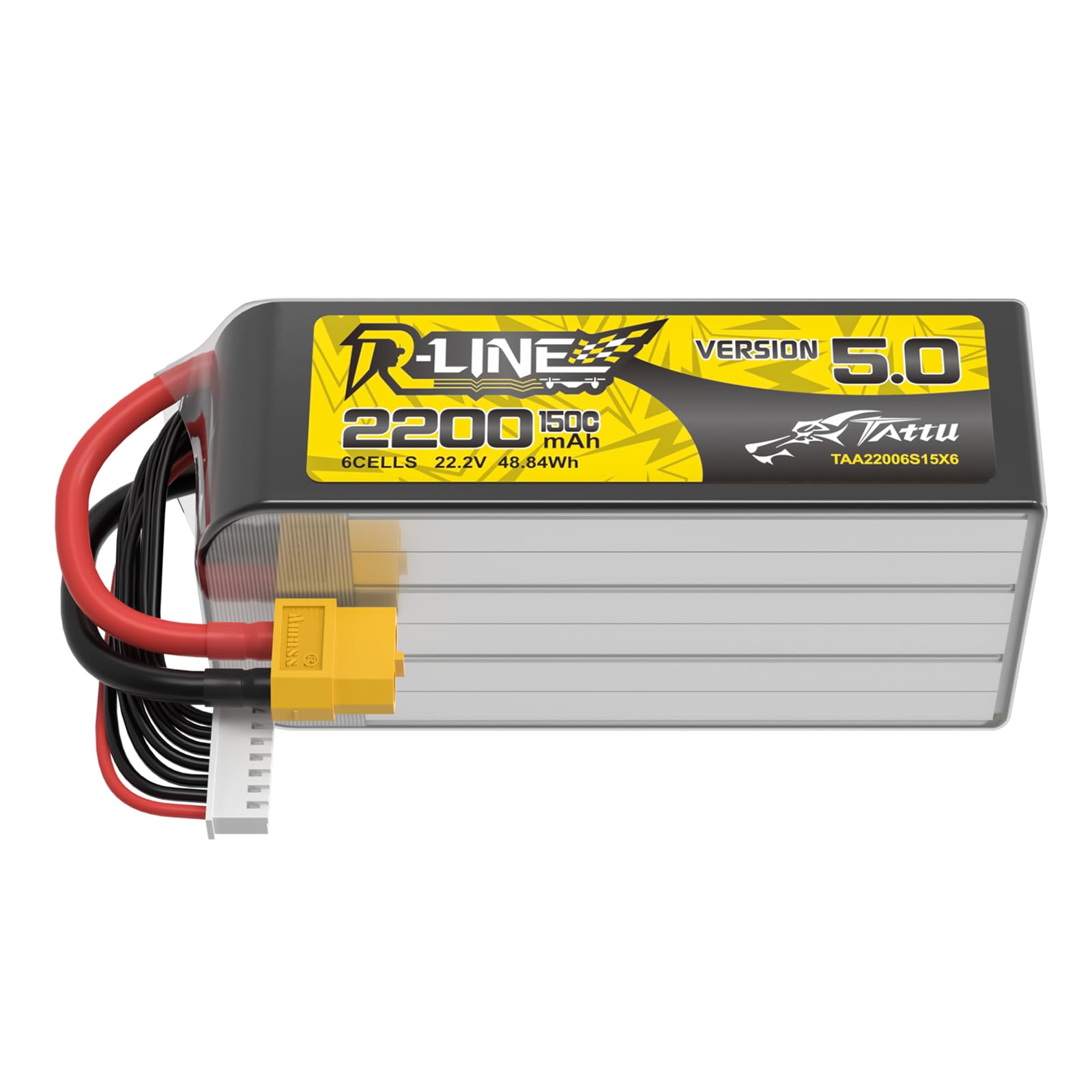 Akumulator TATTU 6S 22,2V 2200mAh 150C LiPo R-Line Wersja 5.0 z wtyką XT60U-F, profesjonalny akumulator wyścigowy do FPV dronów i 7-calowych wyścigówek