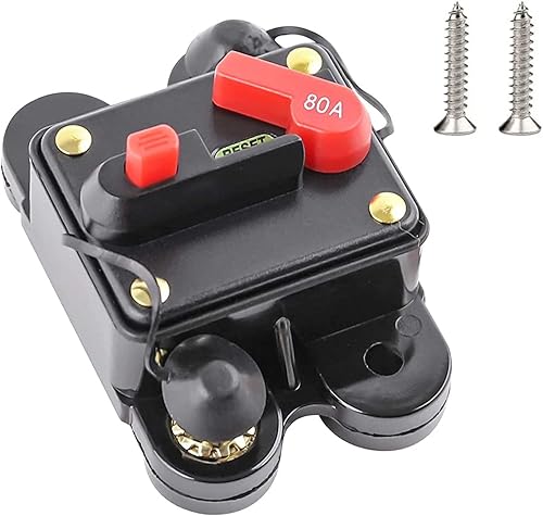 RED WOLF Portafusibles para disyuntor de automóvil de 80 amperios, CC 12 V-48 V, con interruptor de reinicio manual para motor de arrastre de barco,