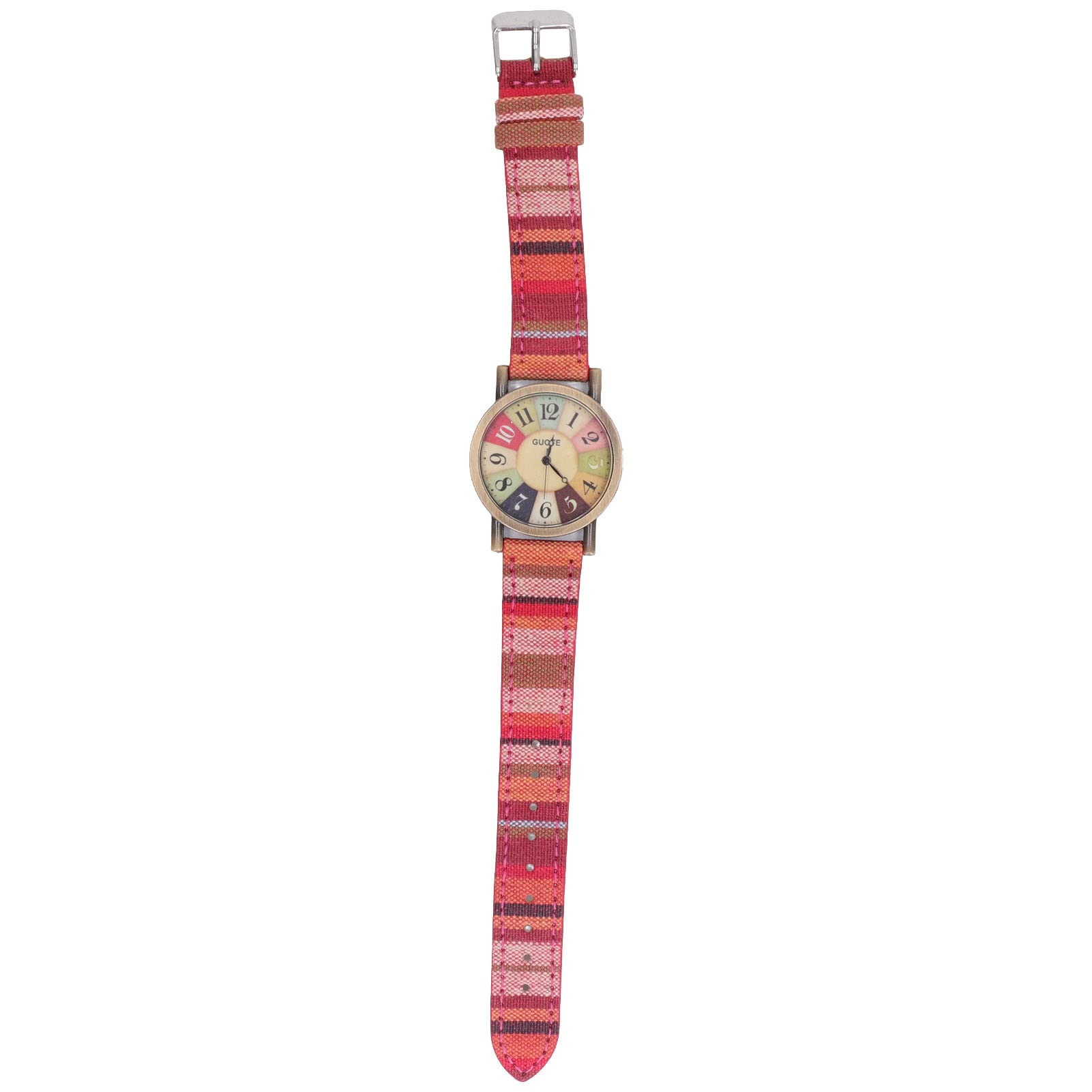 Hippie Horloge, Veelkleurige Boheemse Stijl, Messing PU Lederen Knop, Batterij, Dameshorloge voor Feesten, Dagelijks Gebruik, Specialisten en Vrije Tijd