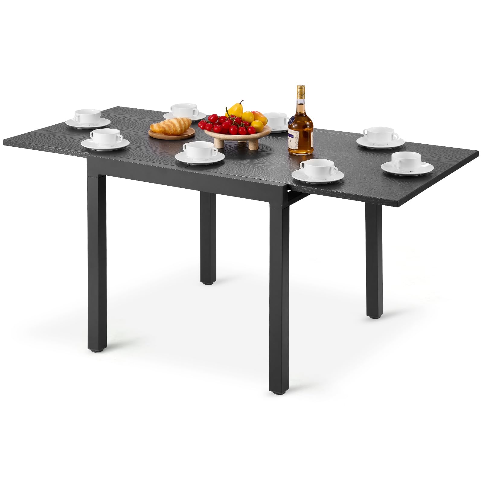 VEVOR Tavolo da Pranzo Estensibile per Esterni, Tavoli da Bistrot Rettangolari da 80 a160 cm, Struttura in Alluminio con Doghe in Acciaio, Mobili da Esterno, per Prato, Veranda, Grigio Scuro