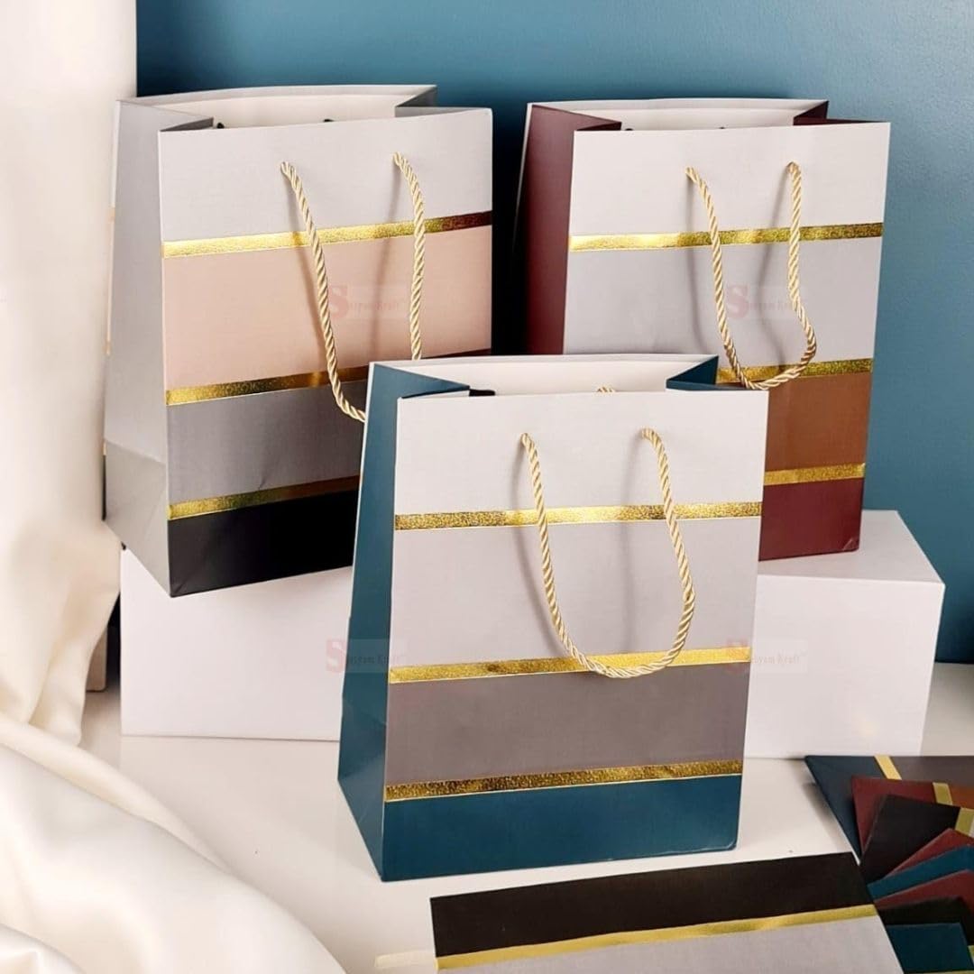 SATYAM KRAFT 4 Pcs Paper Bag Goodie Bags With Handle Gift Paper bag, gift For Christmas Gifting, marriage Return Gifts, Xmas, Birthday, Wedding, Party, Seasons Greetings(Pack OF 4) (B0CV4299CL) Amazon Price History, Amazon Price Tracker