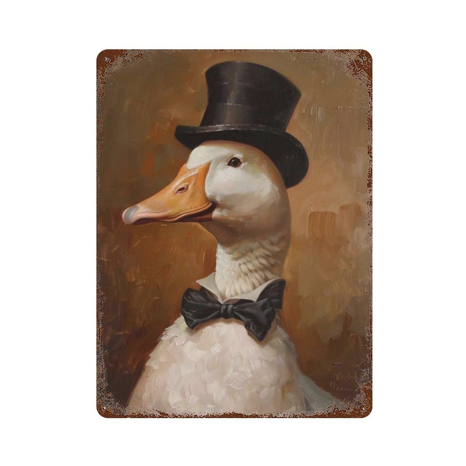 YHGERTKU Gentleman Duck 02 Wall Art Retro Iron Vintage Metal Tin Sign Poster Modern Decor for Living Rooms Gift 40x30cm