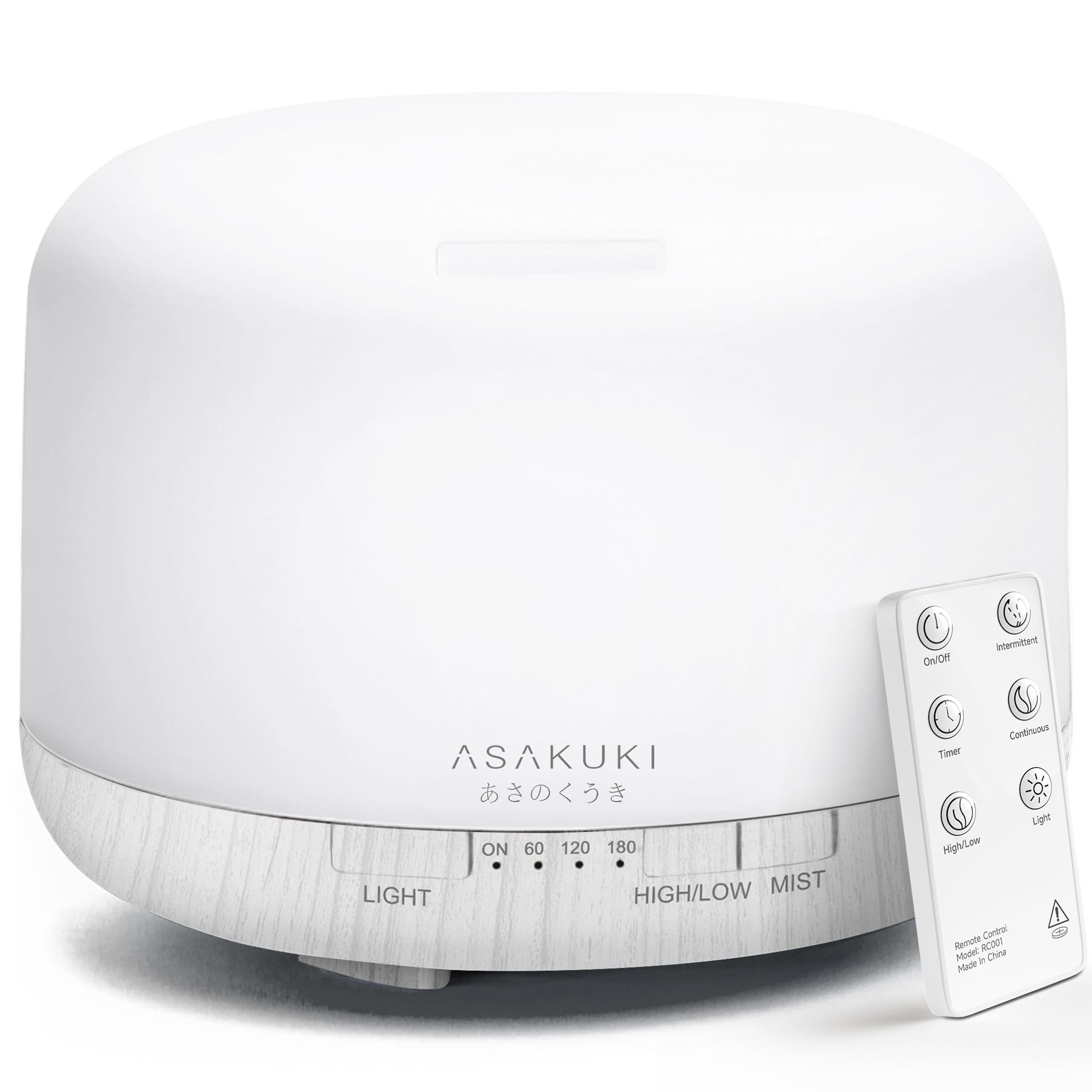 ASAKUKI 500ml Premium, Essential Oil Diffuser with Remote Control, 5 in 1 Ultrasonic Aromatherapy Fragrant Oil Humidifier Vaporizer, Timer and Auto-Off Switch White