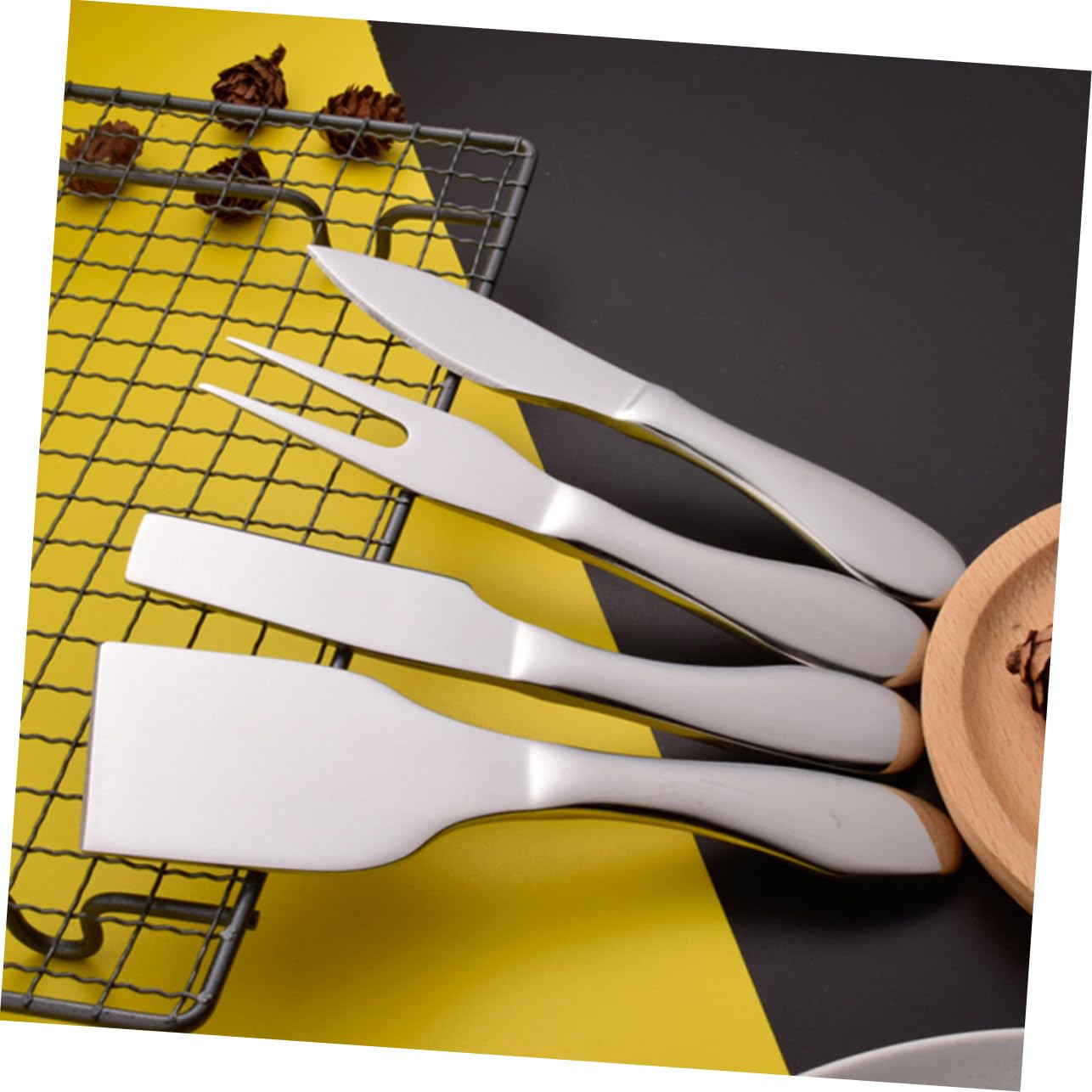 PRETYZOOM Cheese Knife Tool Kit Cheese Slicer Fork Spatula Baking Tool Stainless Steel Kitchen Essential Unique Design