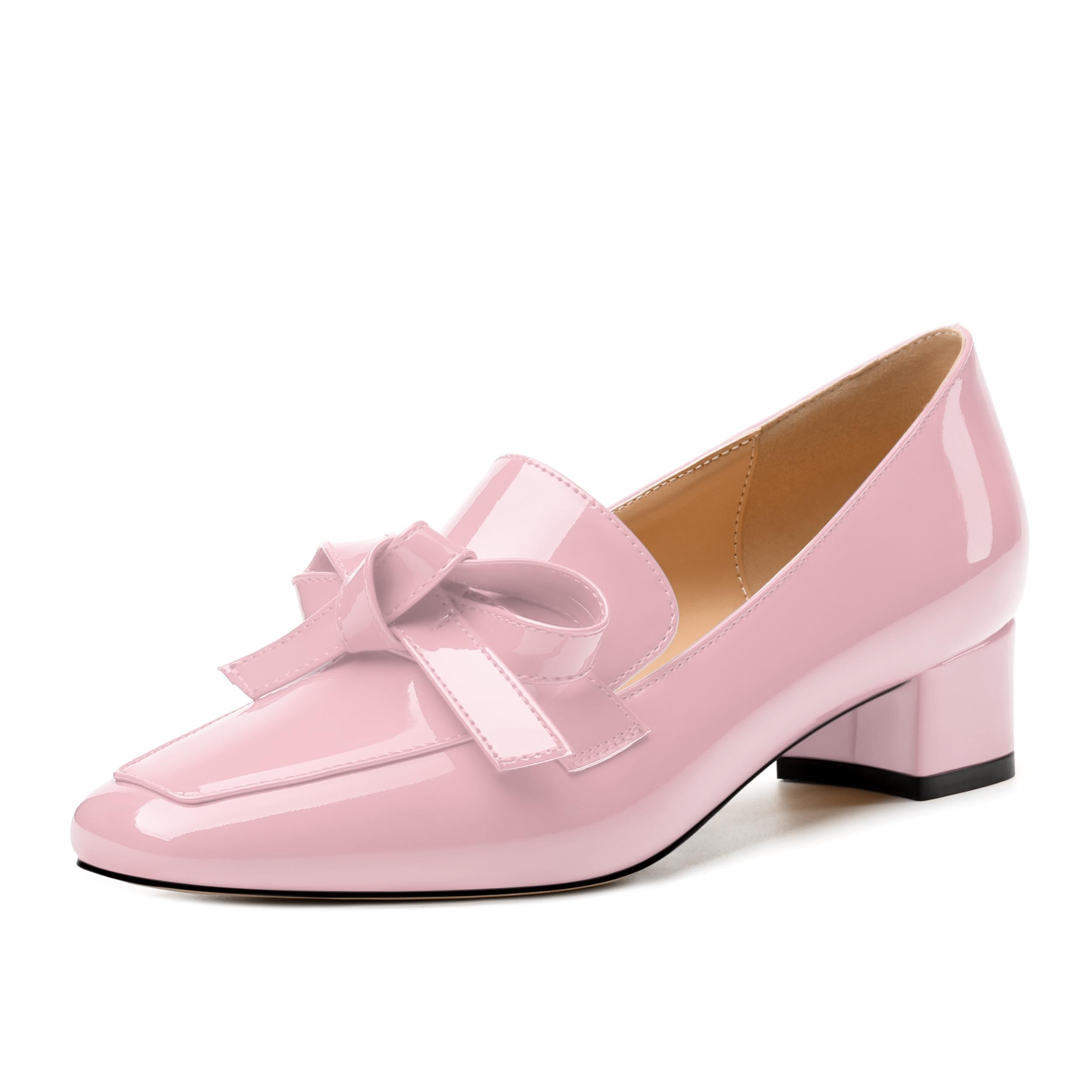 Womens Loafer with Heel, Comfortable Chunky Heels for Women, Loafers Shoes with Bowknot Womens Bunion Dress Shoes