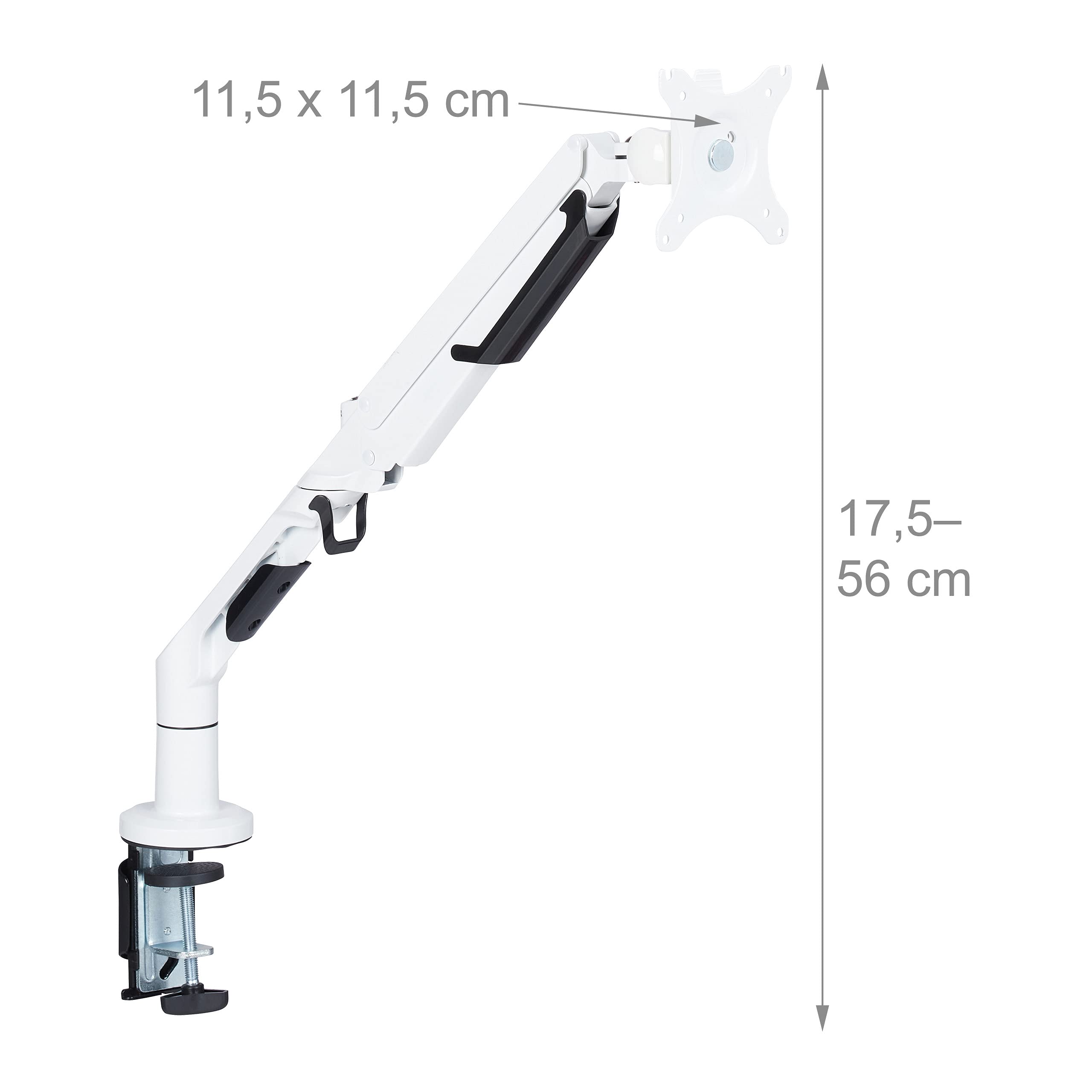 Relaxdays Supporto Monitor Singolo, 1 Braccio per Schermi da 17-36 Pollici, VESA 75/100, Flessibile, Inclinabile, Bianco, Acciaio, 1 pz