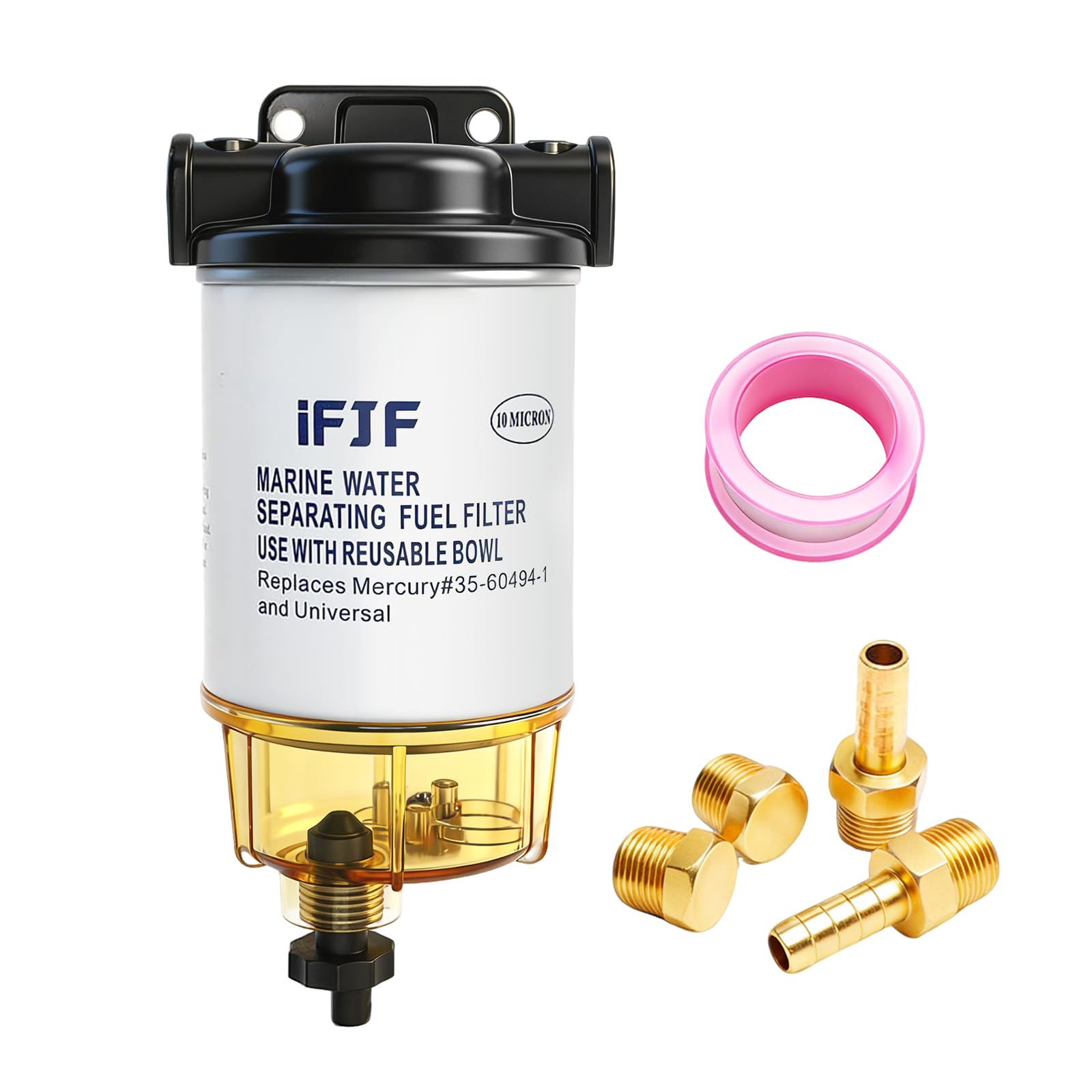 iFJF 35-60494-1 Fuel Water Separating Filter 3/8 Inch Port for Outboard Motor Mercury 35-60494-1 S3213 S3214 B32013 18-7932-1 18-7922 18-7932 18-7928-
