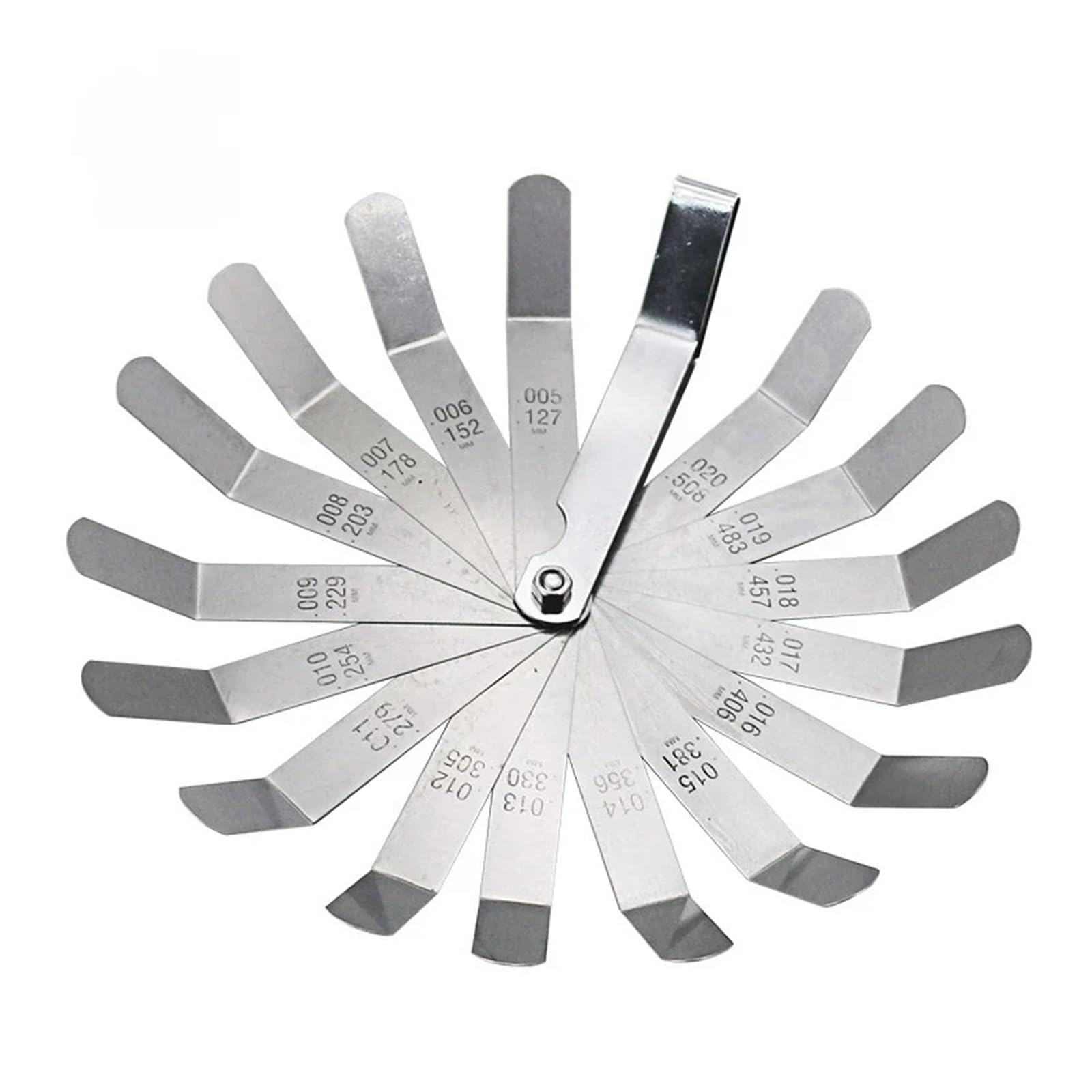 OUZINE Feeler Gauge Metric Gap Ffset Feeler Gauge Curved 16 Metric MM Inch Gap Width Strip Roll Thickness Measure Bent Valve Motor Measurer