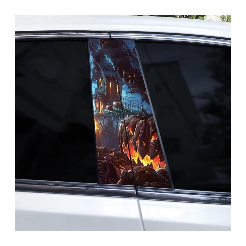 Decorative Items 2pcs Car B-Pillar Stickers Horror Series Pumpkin Car Window Pillar Decals(F)