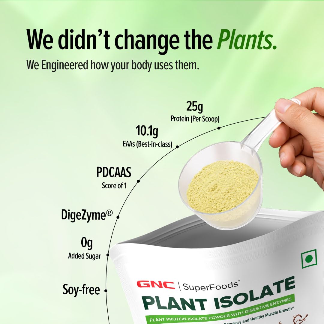 GNC Plant Protein Isolate Powder | 25g Protein Complete Amino Acid Profile with PDCAAS 1 Score | DigeZyme® For Faster Absorption | No Added Sugar | Delicious & Non-Chalky | Mango (1lbs) — Amazon image 3