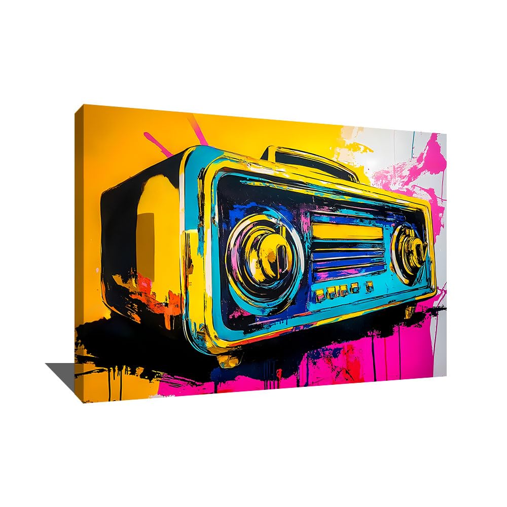 Quadro vintage retrò - Decorazione da parete soggiorno industriale - Tela Street Art con cornice - Quadro Pop Art di grande formato - Poster decorativo da parete Graffiti - Idea decorativa per camera