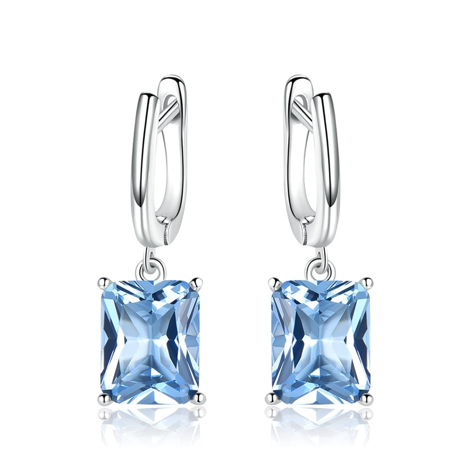 LYGBAOFUL Elegante 925 Silber Nano Blau Topas Damen Tropfen Ohrringe für Jubiläumsfeiern Edlen Schmuck Dekorationen Ohrringe Ohrstecker Set Modeaccessoires