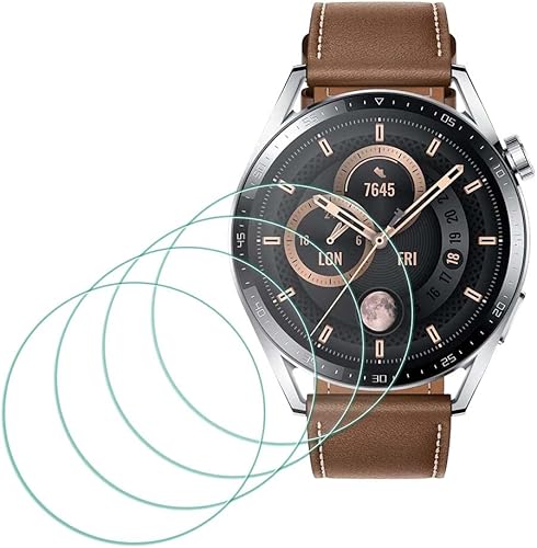 Protector de pantalla para HUAWEI Watch GT 3 de 1.81 pulgadas (1.811 in) 4 unidades Vidrio templado dureza 9H, sensible a los arañazos, película