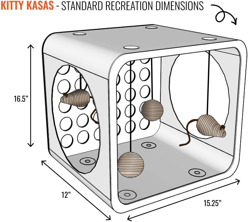 Kitty Kasas New! Standard Snap-On Modular Cat House, Recreation Cube with Hanging Toys, White : Pet Supplies