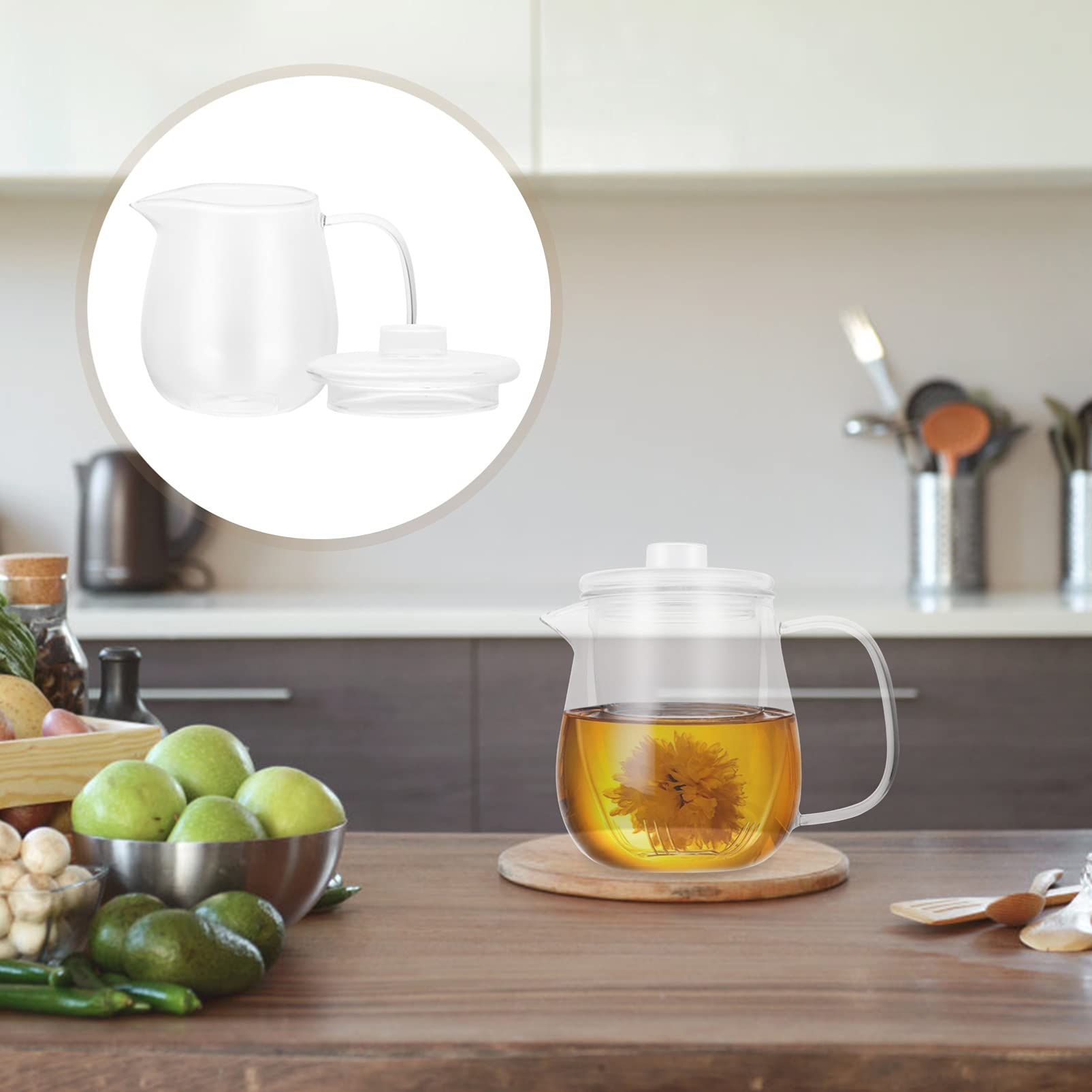 Tetera De Vidrio Resistente Al Calor Hogar Tetera Práctica Transparente Para Preparar Té o Infusión De Vidrio Para Uso Diario