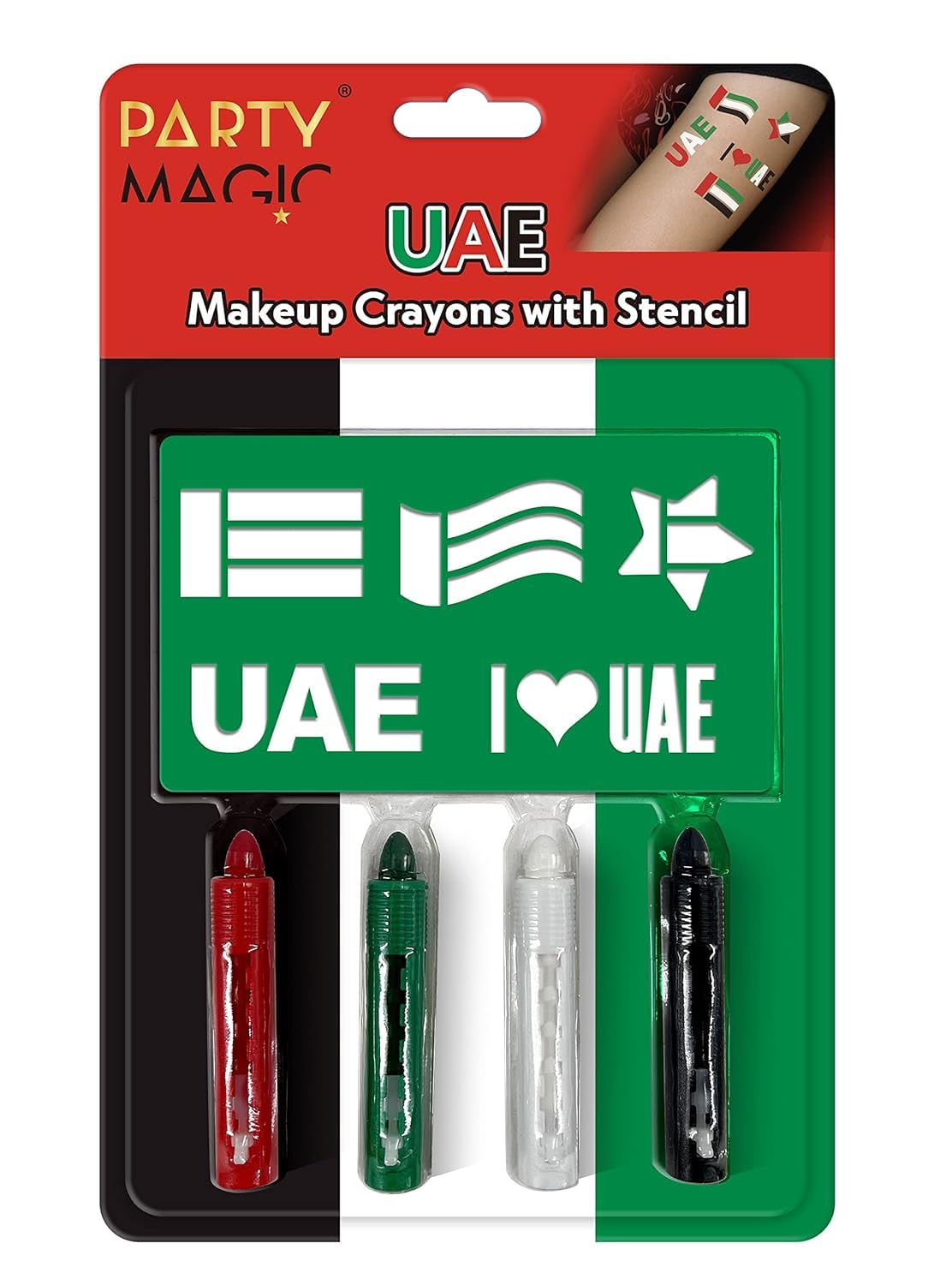 Smiffys UAE Face Makeup Crayons with Stencil