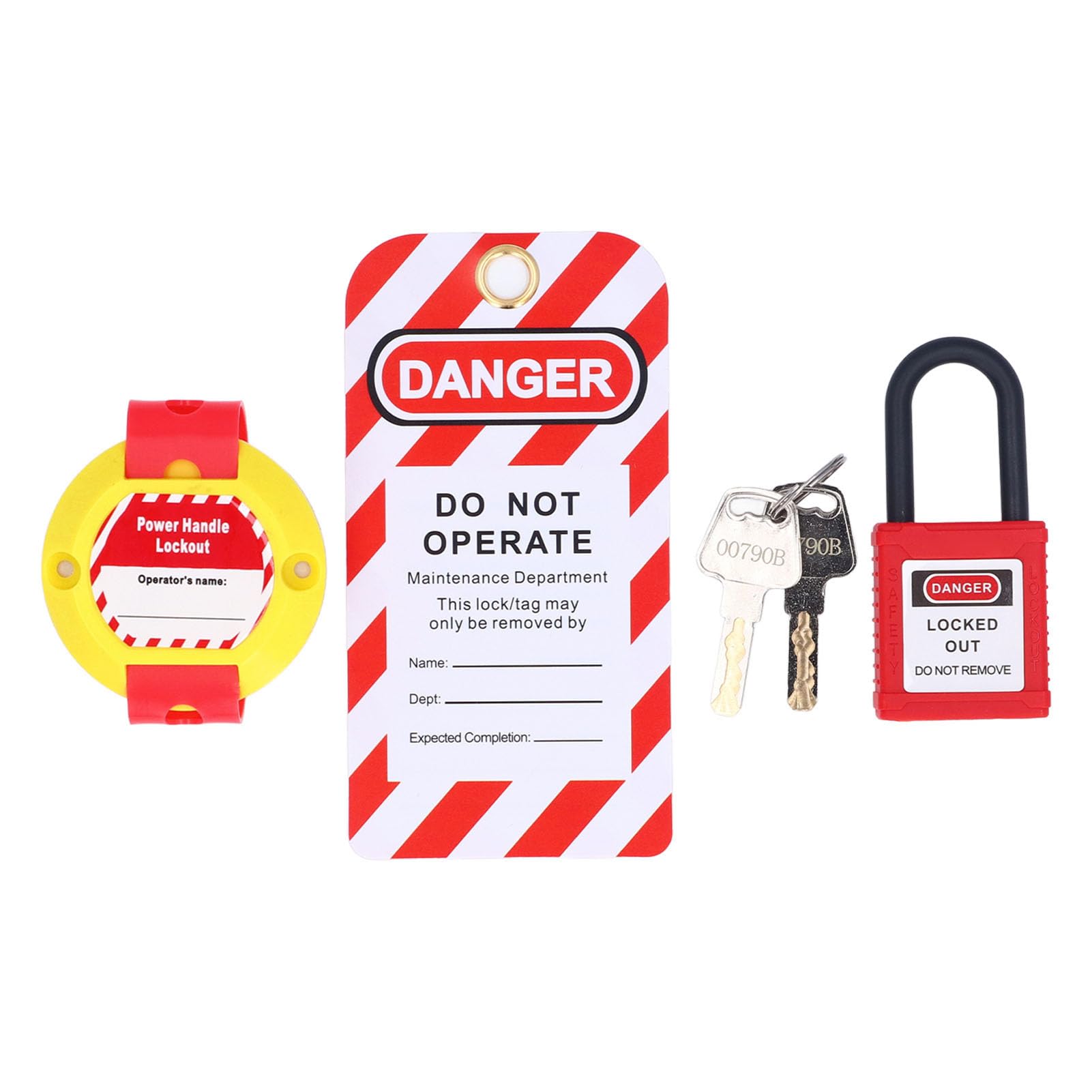 BTSEURY Electric Panel Handle Lockout, Self Adhesive Electrical Handle Lockout and Padlock Tag Keys for Equipment Maintenance, Industrial Safety Lockout