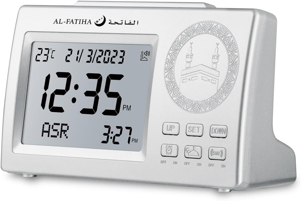 OUD Bukhoor Muslim Azan Clock, Azan Table Prayer Clock with LCD Display, Azan Alarm Clock, Home/Office/Mosque Digital Azan Clock