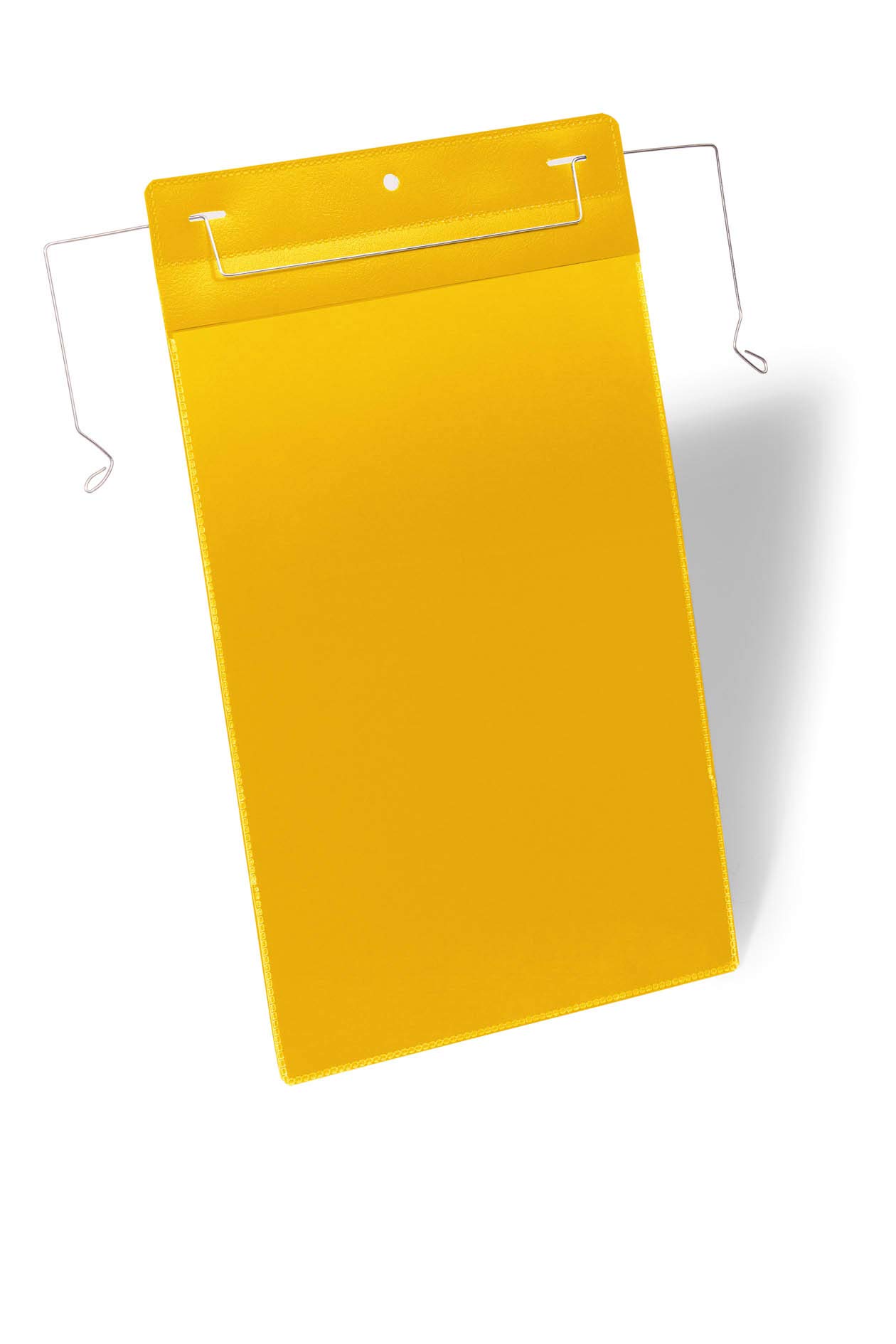 Durable Wire Hanging Ticket Holder A4 Portrait Yellow - Pack of 50 Label Holders - For Clearly Labelling Warehouse Shelves and Racking
