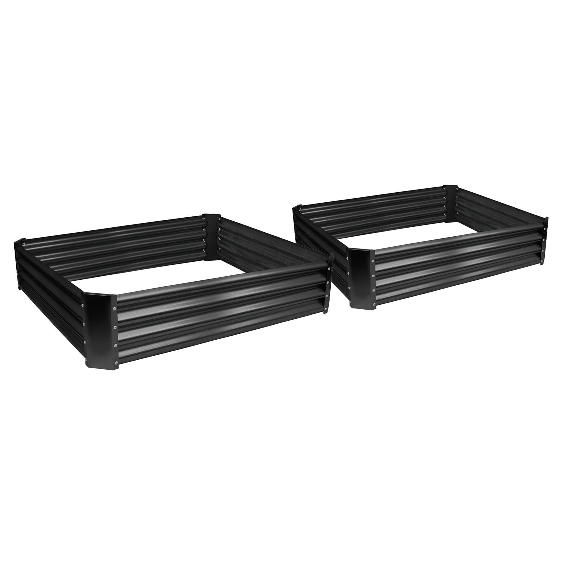 Harbour Housewares 2X Anthracite 120cm x 120cm Carrée Acier Galvanisé Lits de Jardin Surélevés - Grand Extérieur Légume Grandir Planteur Creux Boîte