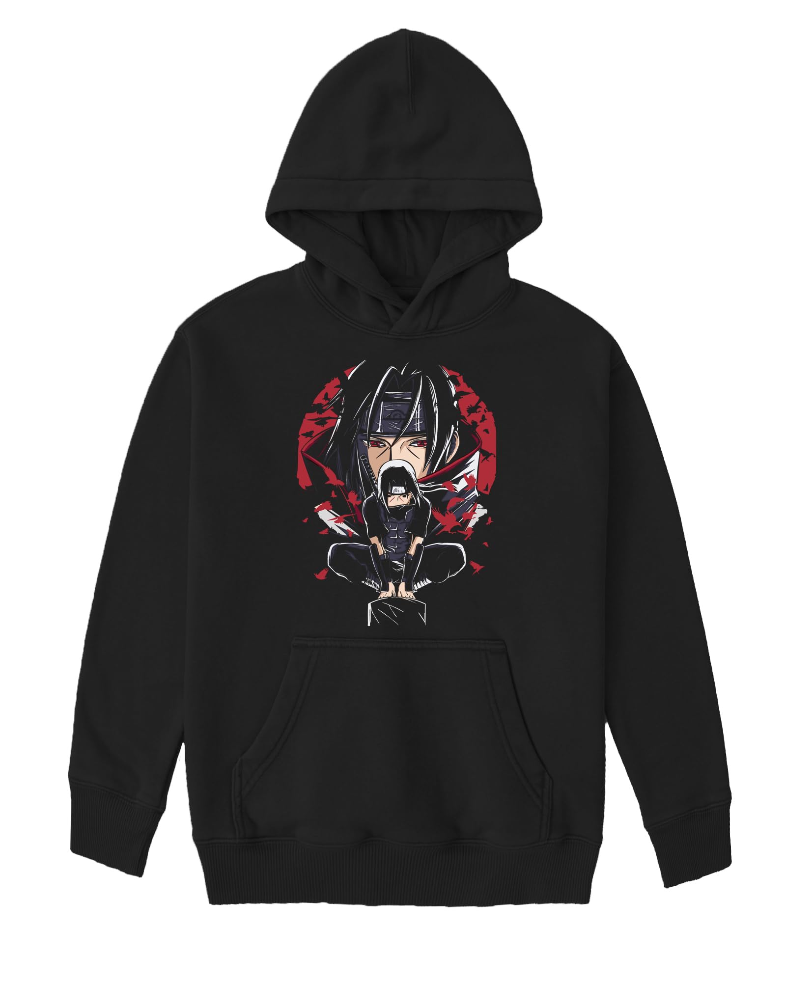 KhakeyHoodie for Boys | Black Navy Maroon Colour Cotton Hoodies | New Trending Anime Tshirts | Itachi Uchiha Printed Hooded Sweatshirt for Boy (in, Age, 15-16 Years, Regular Fit, BlackM21)