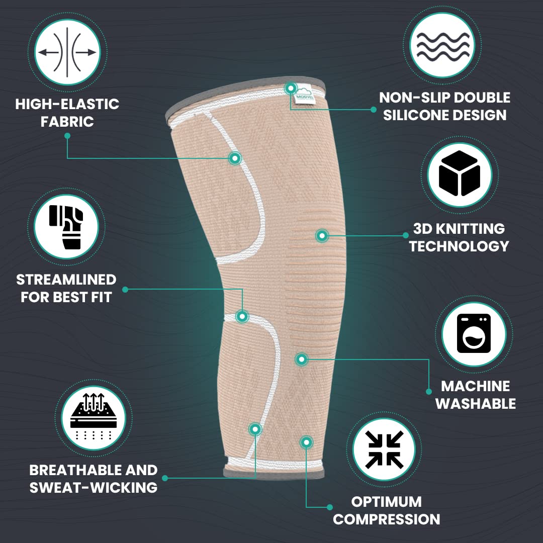 MODVEL Paquete de 2 rodilleras de compresión para hombres y mujeres, rodilleras para correr, ortopédicas para el alivio de rotura de menisco, artritis y malestar articular (M)