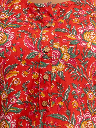 Image of feranoid Women Cotton Printed Straight Short Kurti