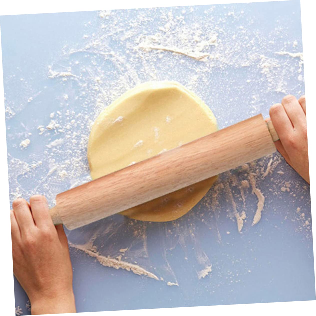 VALICLUD 2 Stück Unbemalte Wachsfreie Teigrolle aus Buchenholz 47x6cm mit Glatter Oberfläche und Einfache Reinigung für Pizza und Gebäck Backen