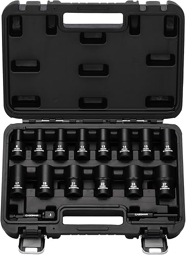 Miniatura 7 de CASOMAN Juego de 16 piezas de dados extractores de tuercas y pernos de impacto de 12 pulgada, extractor de tuercas de llanta desnudas, incluye