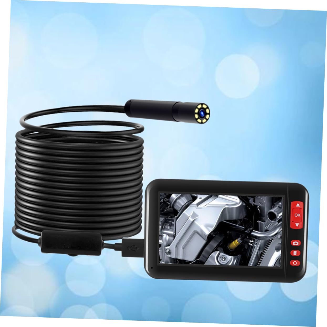 OUNONA Écran Lcd Industriel de 4 3 Pouces de Diamètre 8 Mm pour L'inspection Du Moteur L'entretien Des Voitures Et L'endoscope