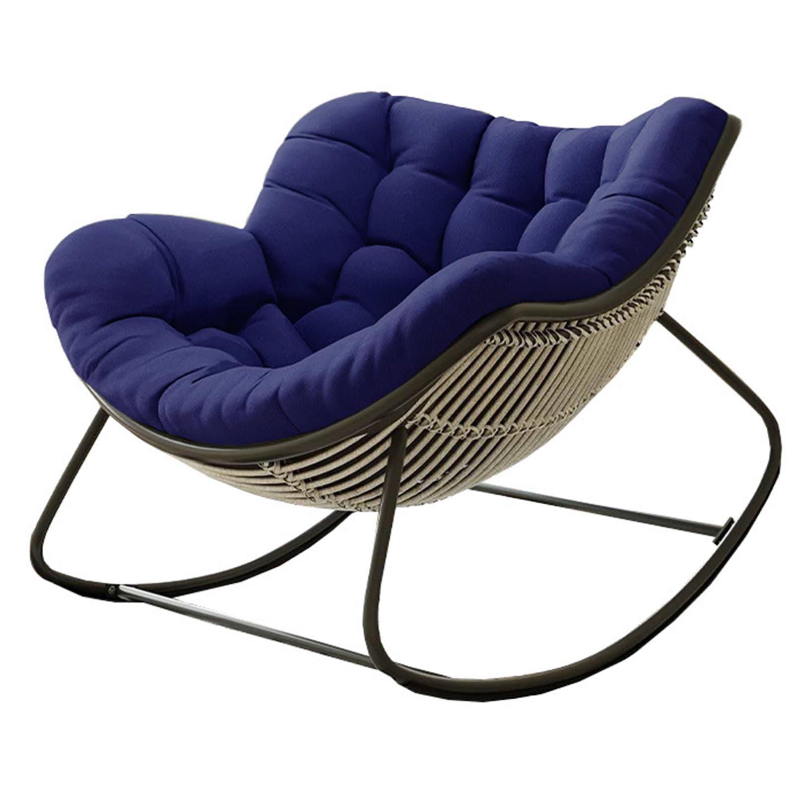 Rocking Chairs Cushions for Adults【NO Frame】 Waterproof Giant Patio Rocking Chair Replacement Cushion, Indoor Outdoor Egg Chair Cushion 4×39 ×47" Comfortable Soft and Skin-Friendly (Navy blue)